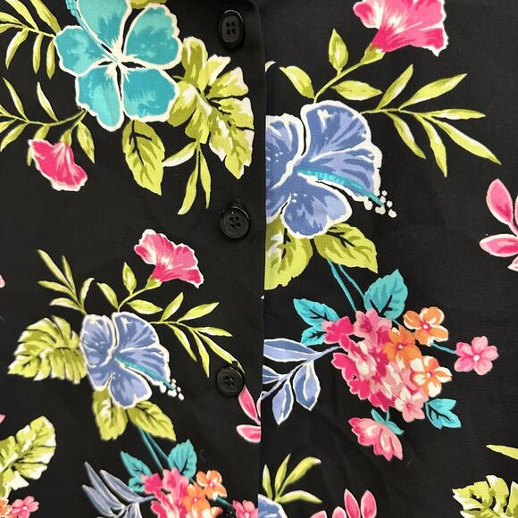 Bon Worth Vintage Floral Button Down Tee Shirt Small PETITE Hawaiian Vacation - Picture 3 of 7